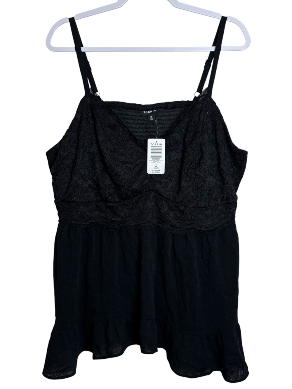 torrid Black Lace-Trim V-Neck Camisole Tank